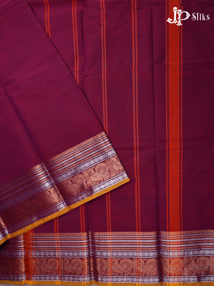 Dark Magenta Pink Chettinad Saree - D2571