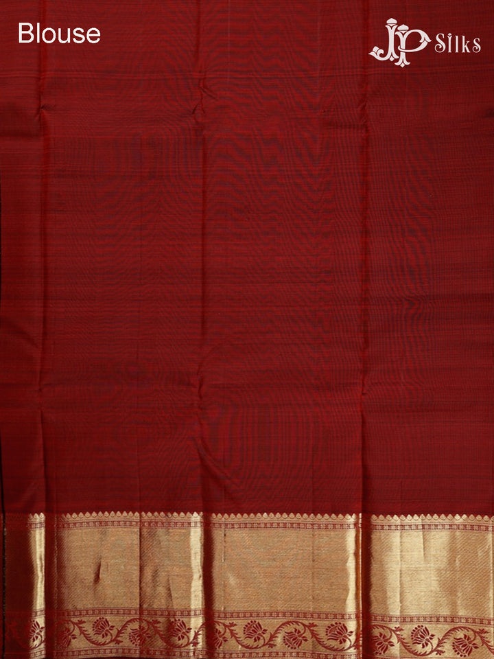 Mustard And Maroon Dharmavaram Silk Saree - D60