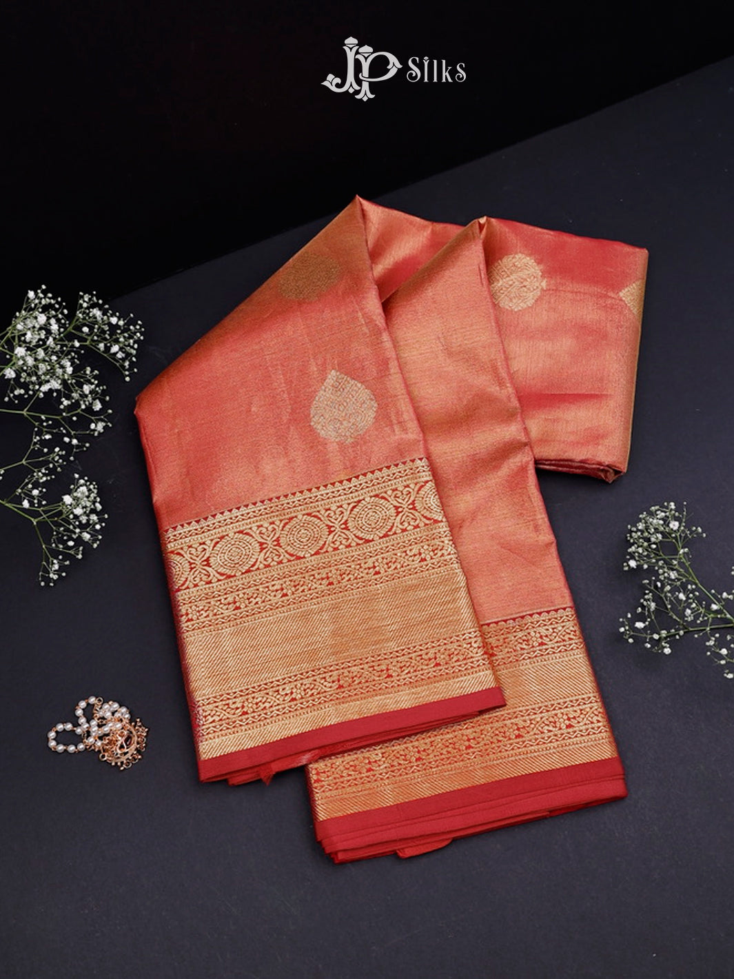 Red Kanchipuram Tissue Fancy Silk Saree - F3574