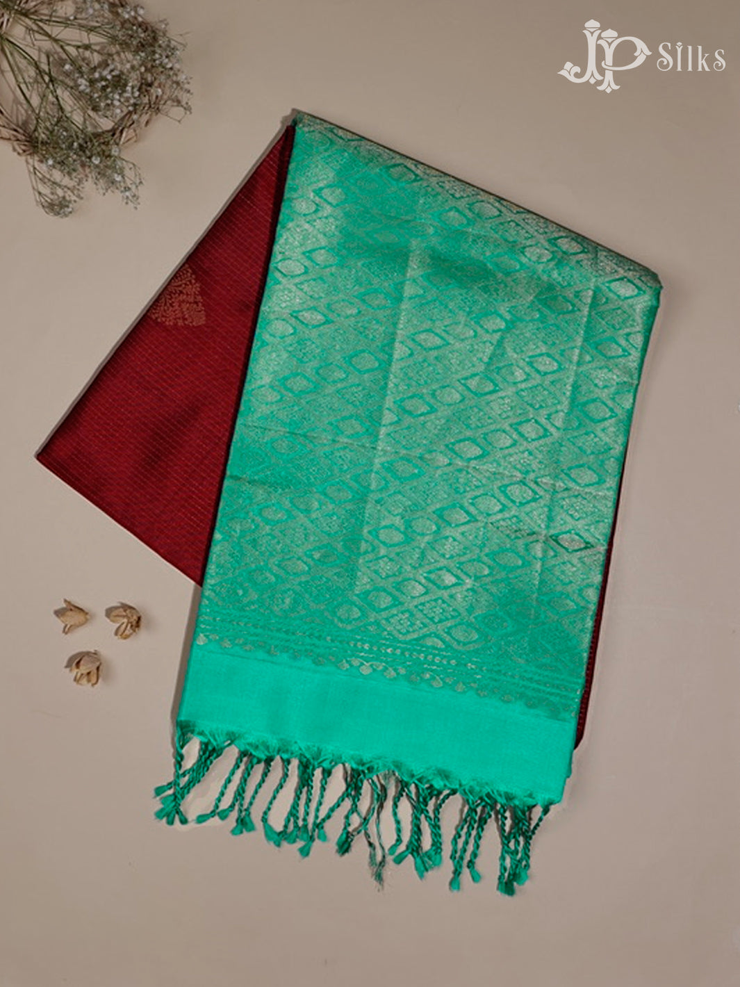 Maroon & Turquoise Soft Silk Saree - F2750-view1