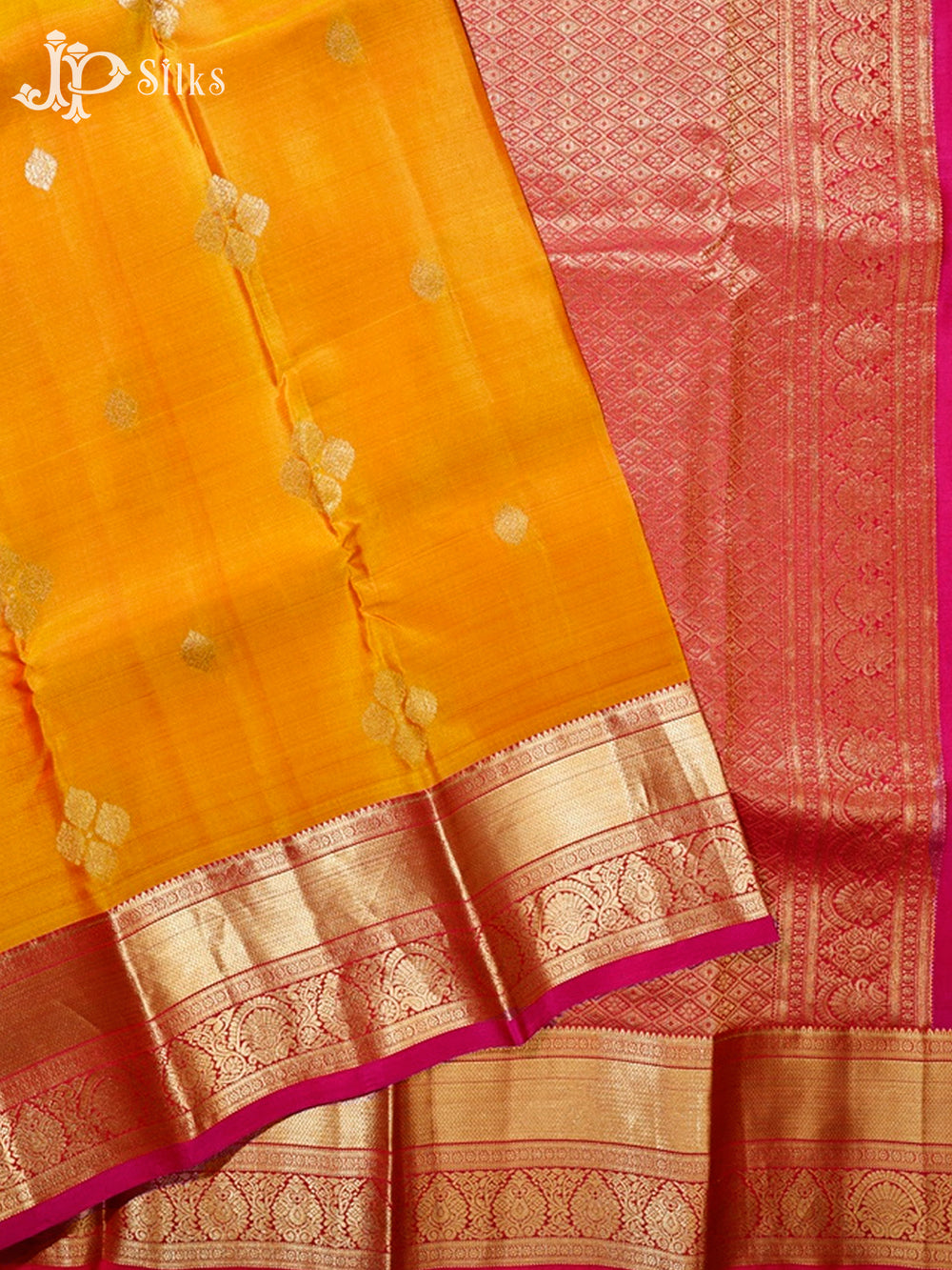 Dual Shade Orange–Yellow & Rani Pink Pure Silk Mix Saree - G327-view2