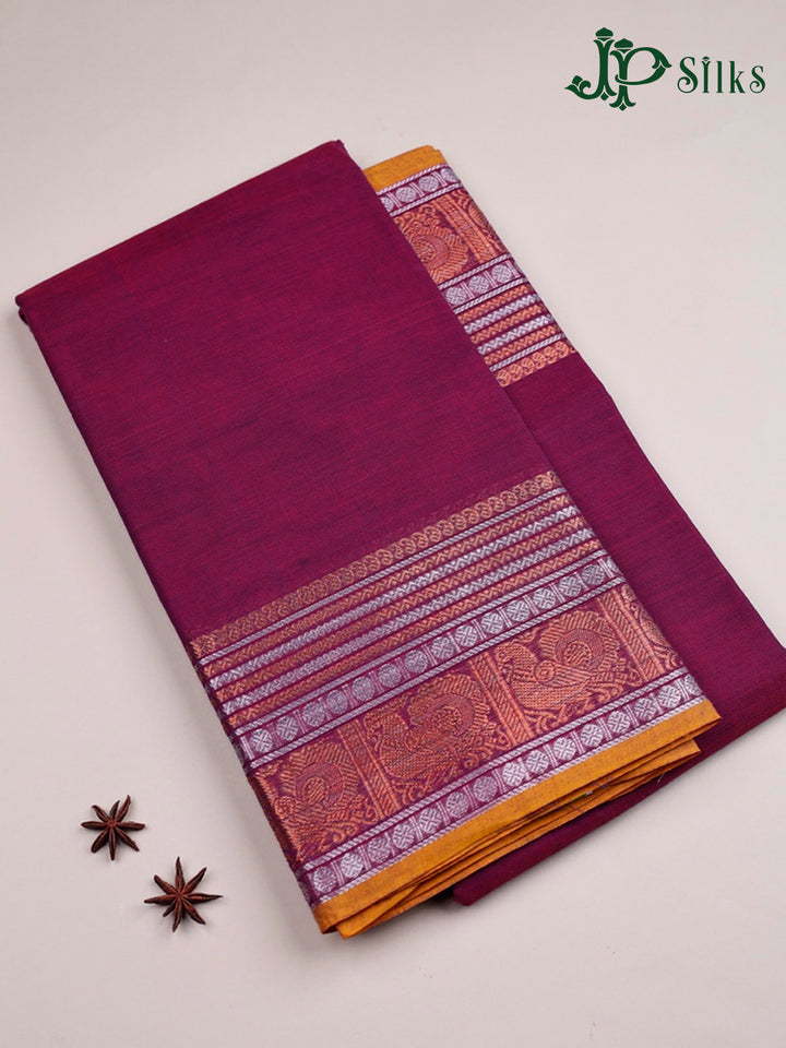 Dark Magenta Pink Chettinad Saree - D2571