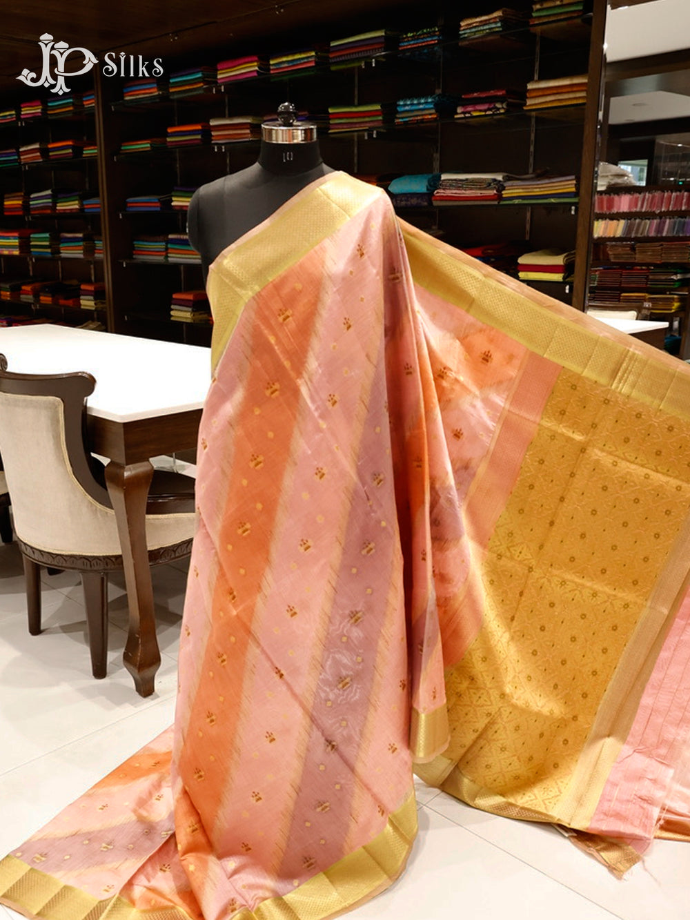 Multicolour & Gold Semi Tussar Saree - D4062-view2