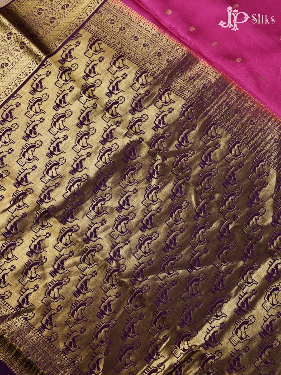 Dark Onion Pink And Light Violet Mysore Silk Saree - D4770