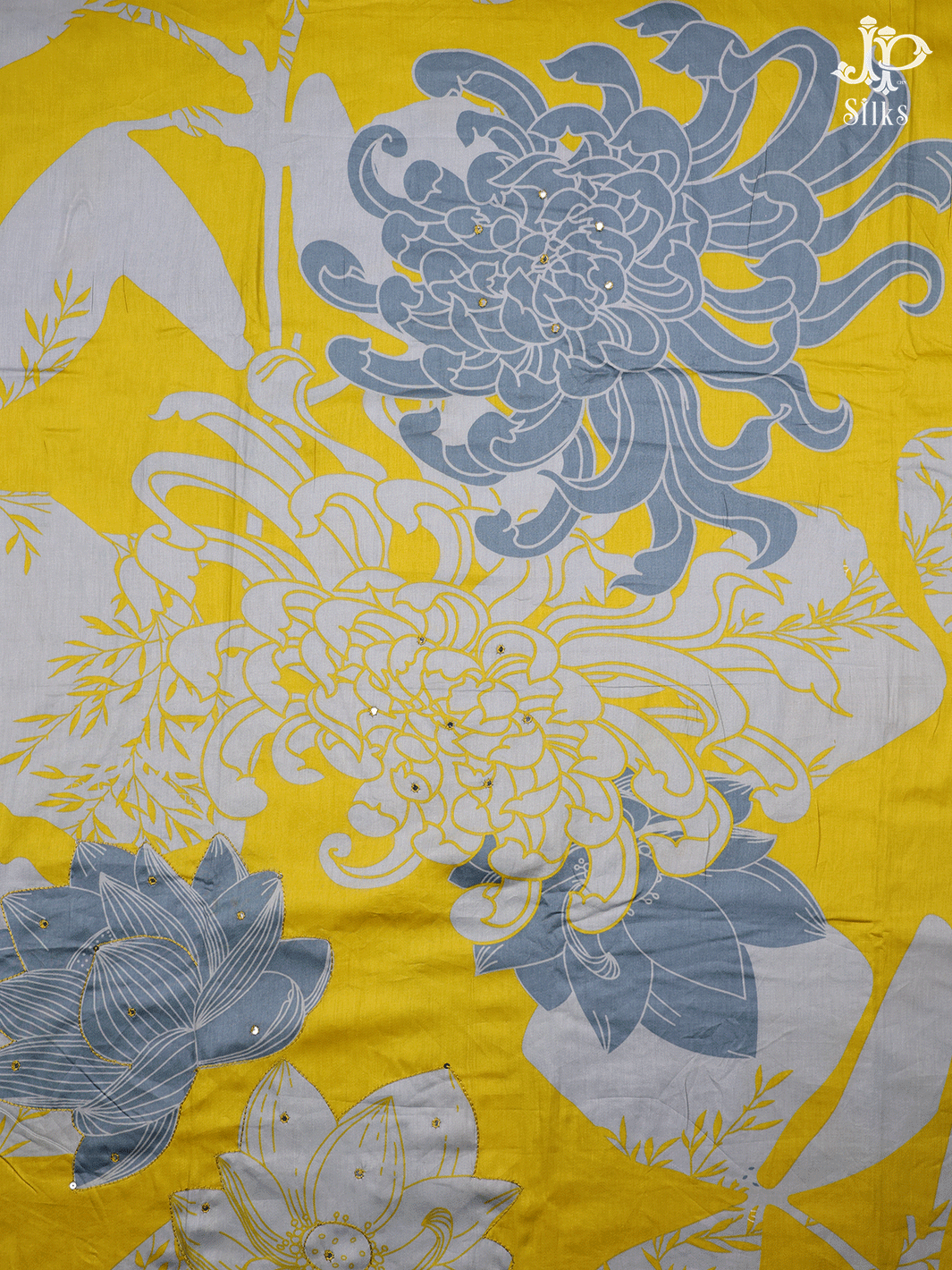 Yellow, White and Grey Cotton Chudidhar Material - E6164 - View 5