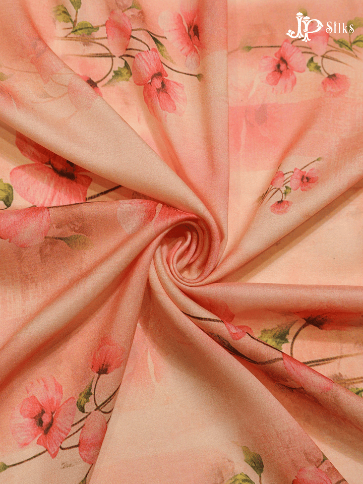 Peach Digital Printed Chiffon Fabric - A14306 - View 2