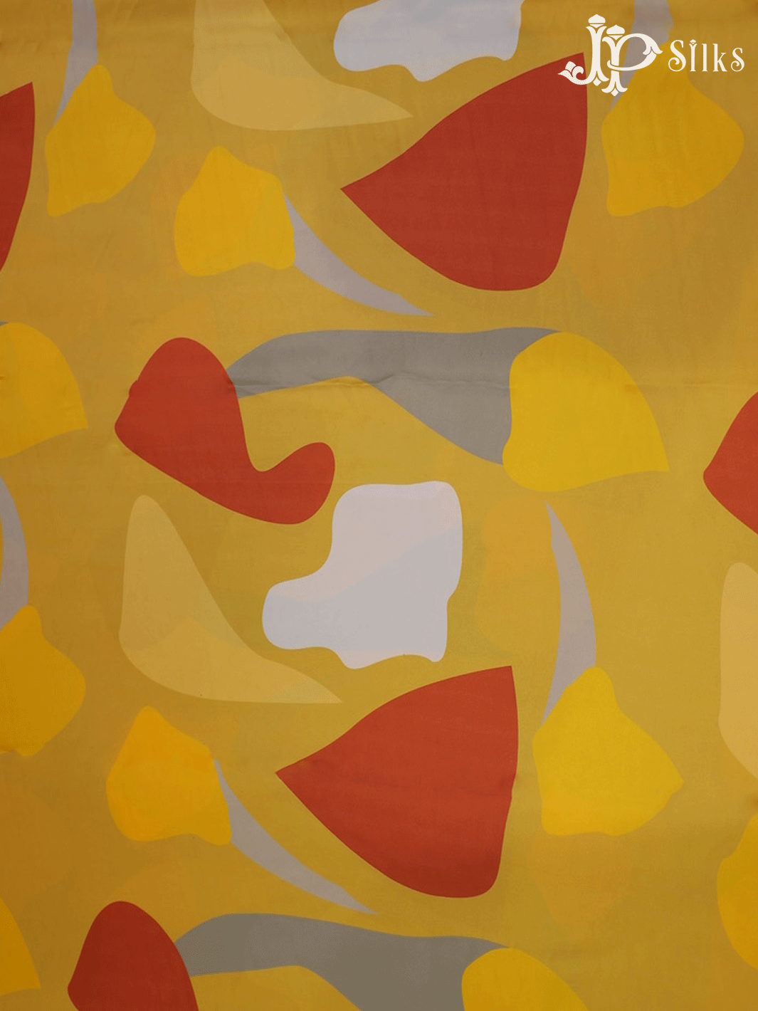 Yellow Viscose Crepe Fabric with Abstract Design - F544