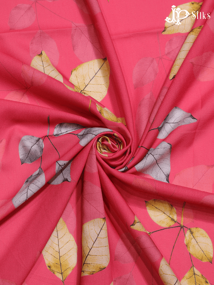 Reddish Pink Digital Printed Chiffon Fabric- A14285 - View 2