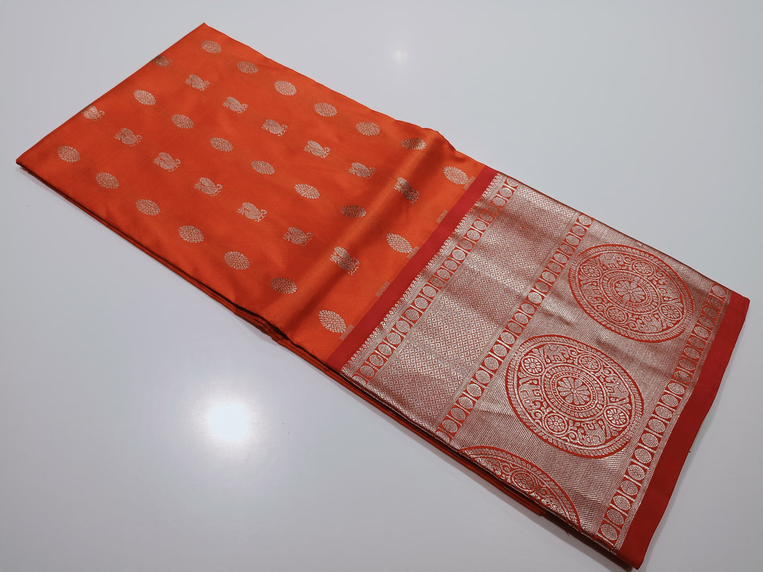 Orange Pattu Pavadai Material - C1457