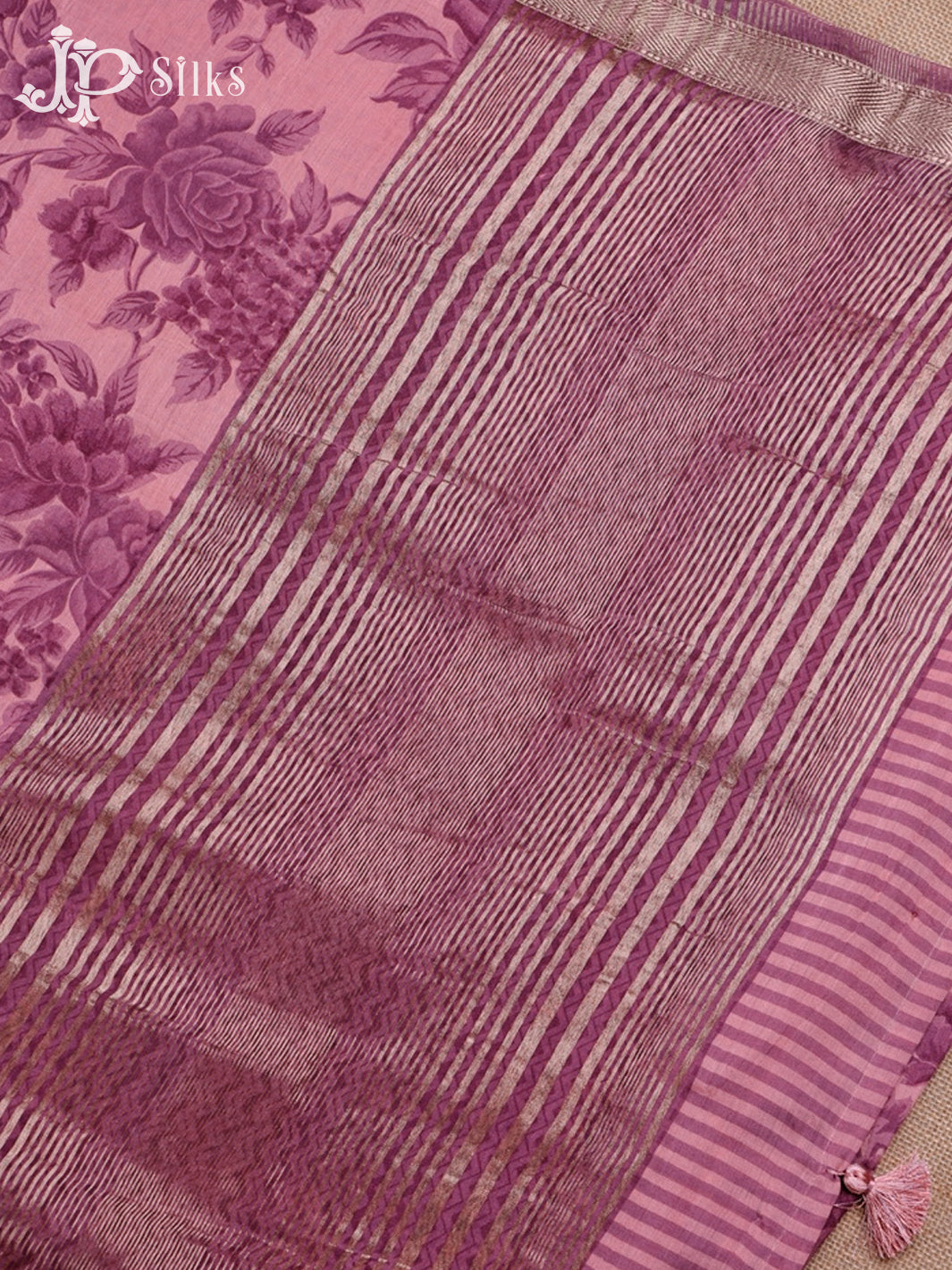 Onion Pink Semi Chanderi Saree - G34