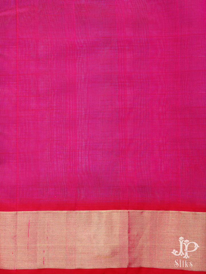Sky Blue and Pink Silk Cotton Saree - D8200 - VIew 2