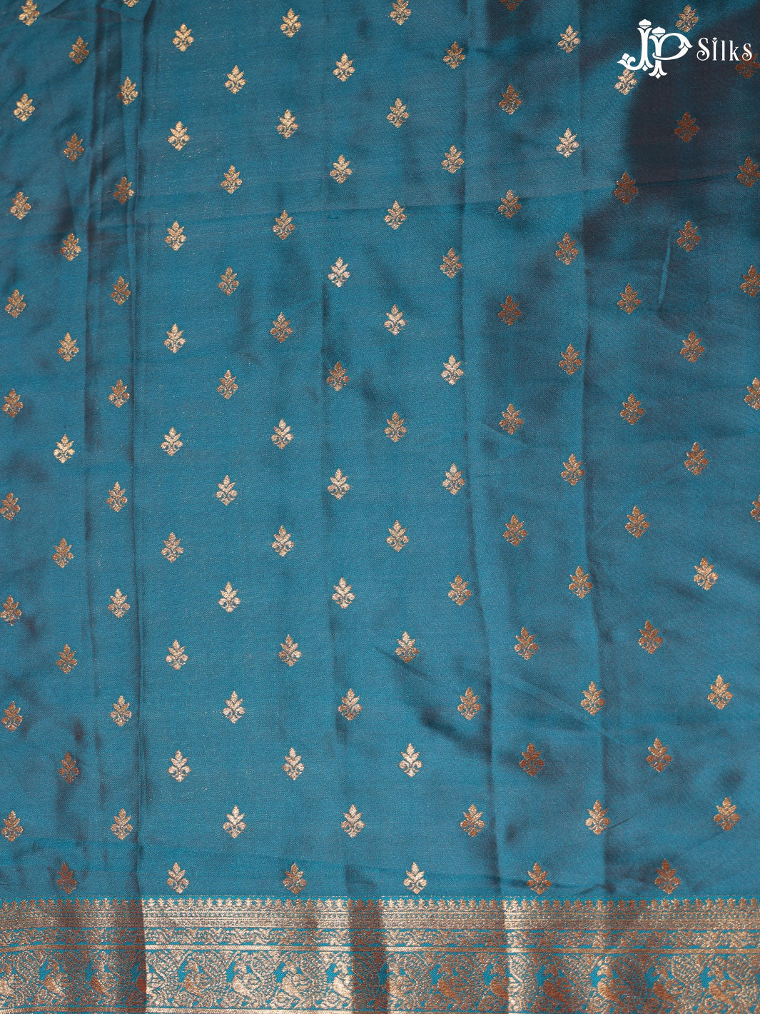 Mustard Yellow and Teal Blue Semi banaras with Digital Prints Fancy Sarees - E4001 - View 2