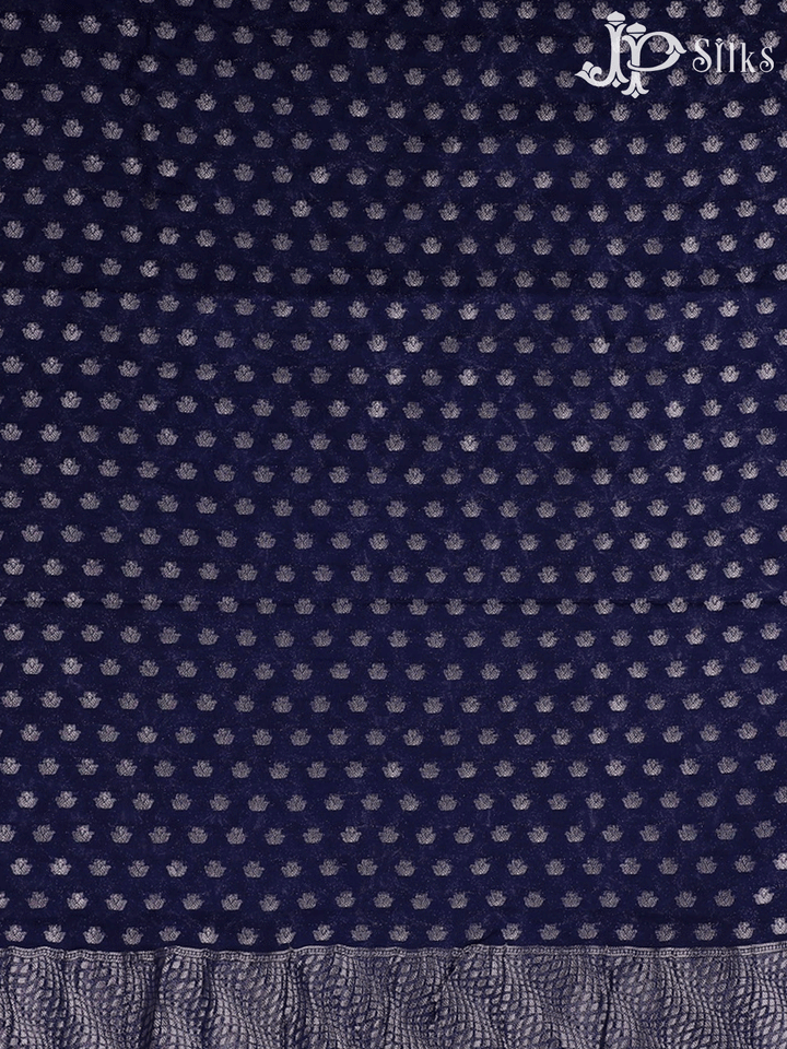 Navy Blue Geometric Pattern Banaras Georgette Fancy Saree - E5972 - View 2