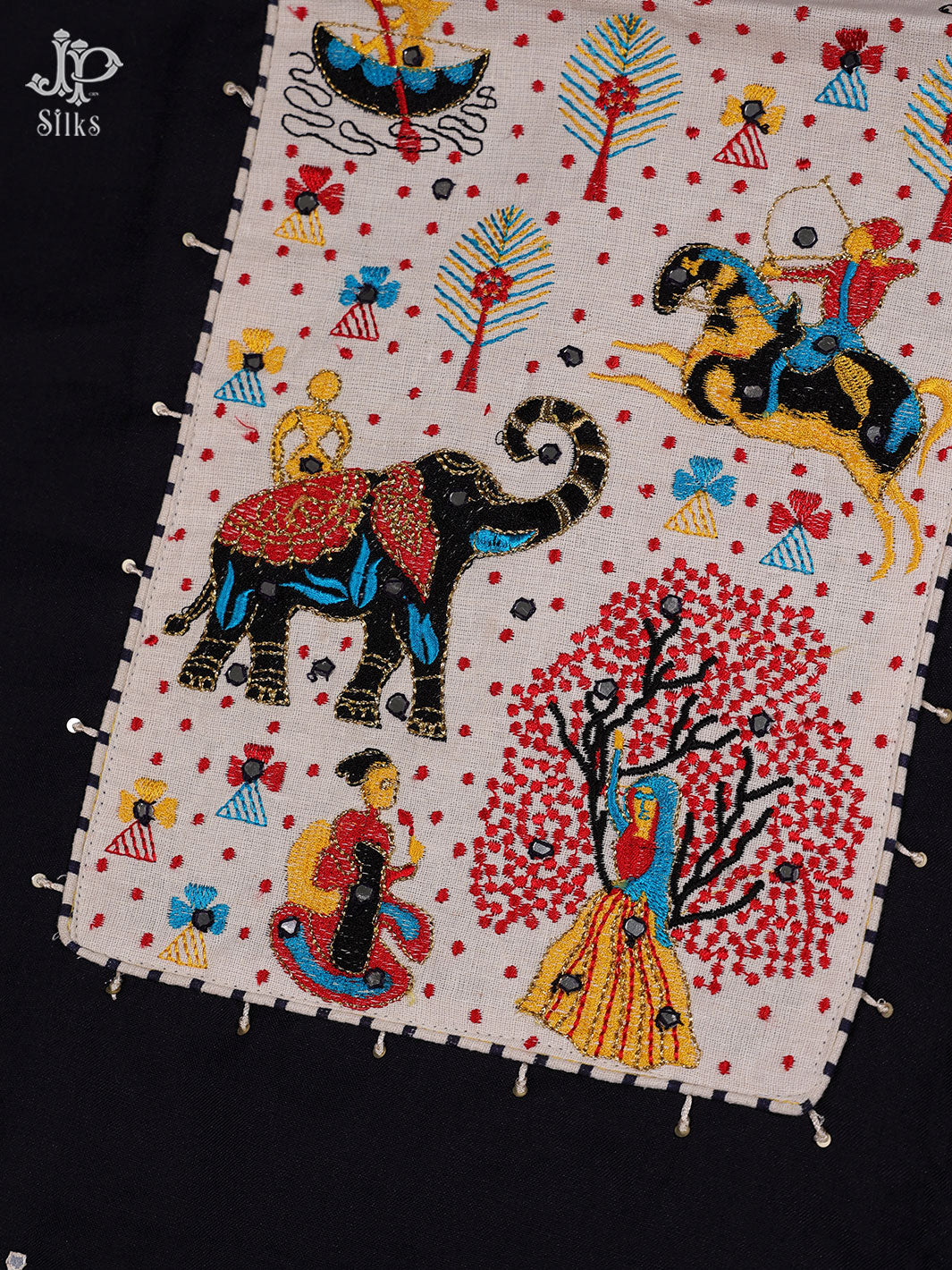Black and White Cotton Chudidhar Material - C4317 - View 4