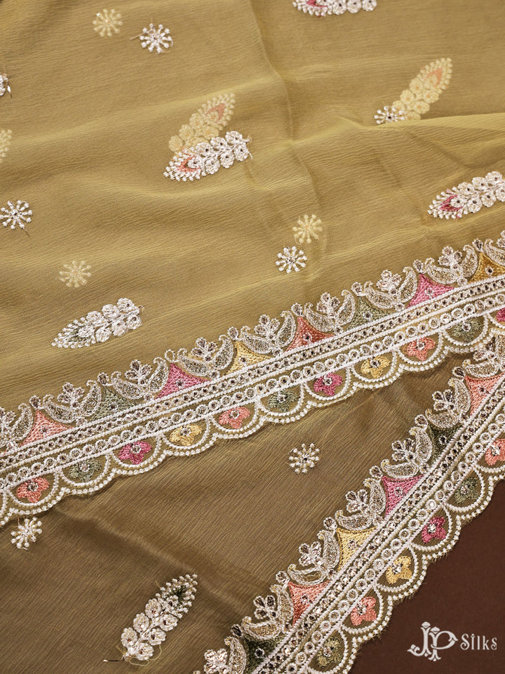Yellow Chiffon Unstiched Chudidhar Material - E3548 - View 3