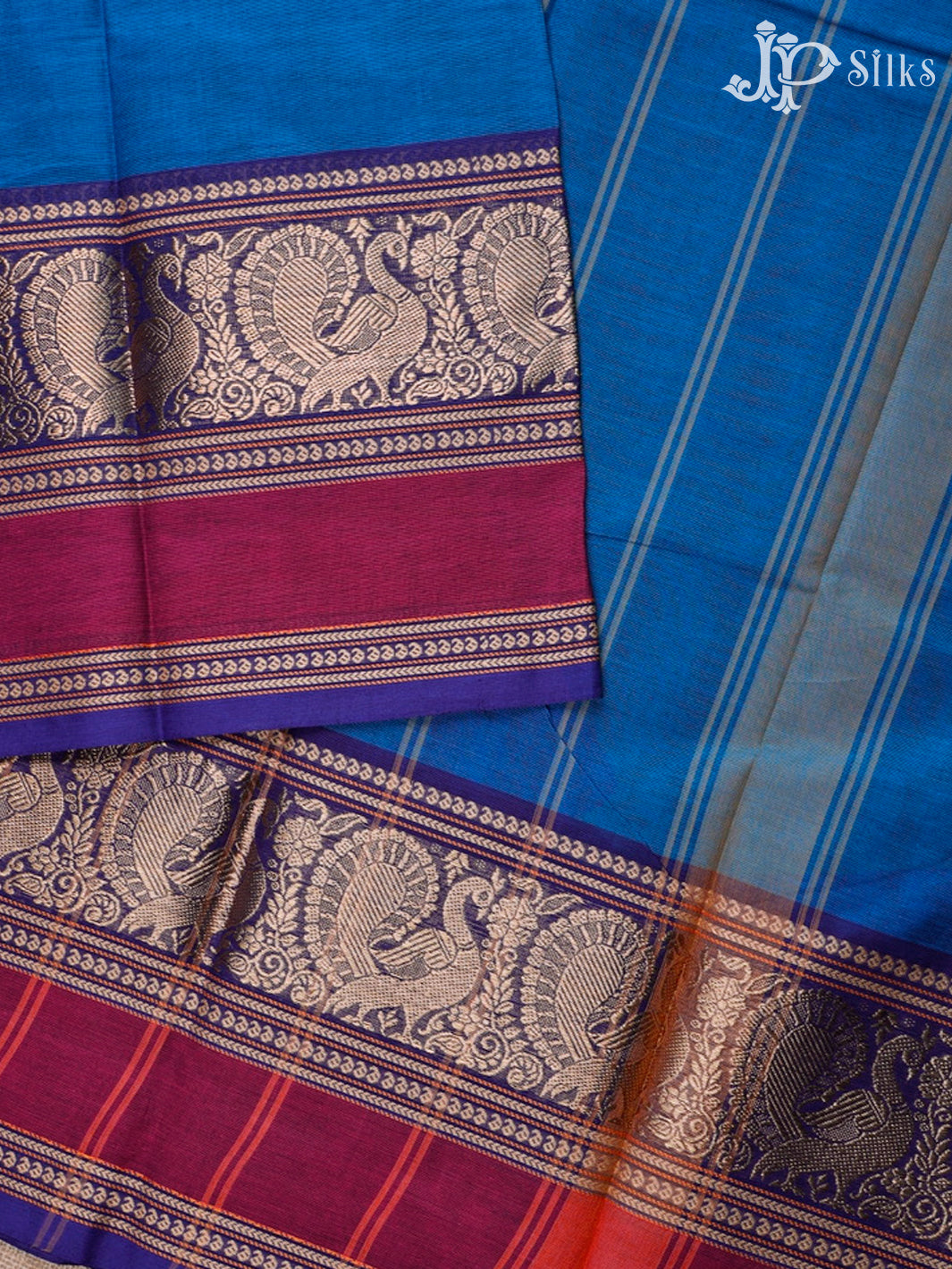 Blue Chettinad Cotton Saree - D9628