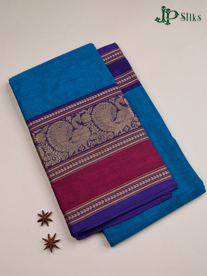 Blue Chettinad Cotton Saree - D9628