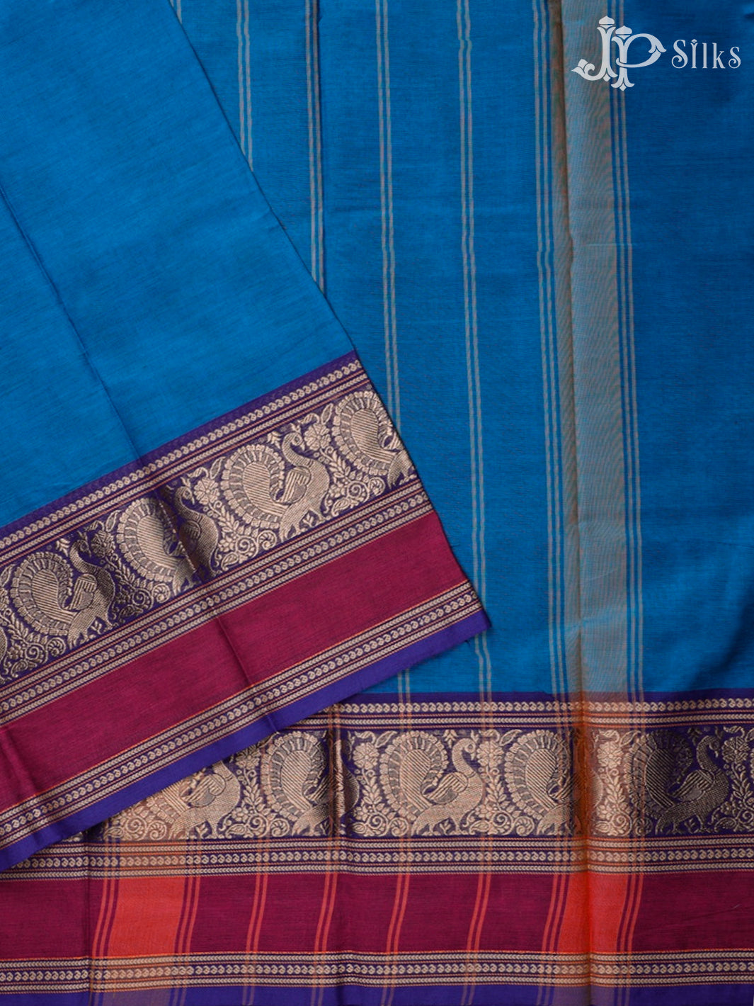 Blue Chettinad Cotton Saree - D9628