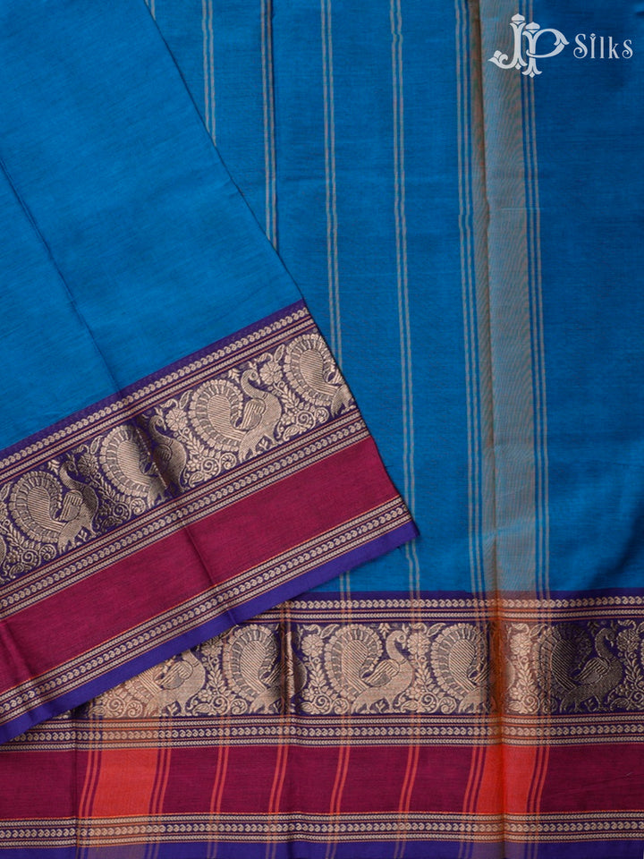Blue Chettinad Cotton Saree - D9628