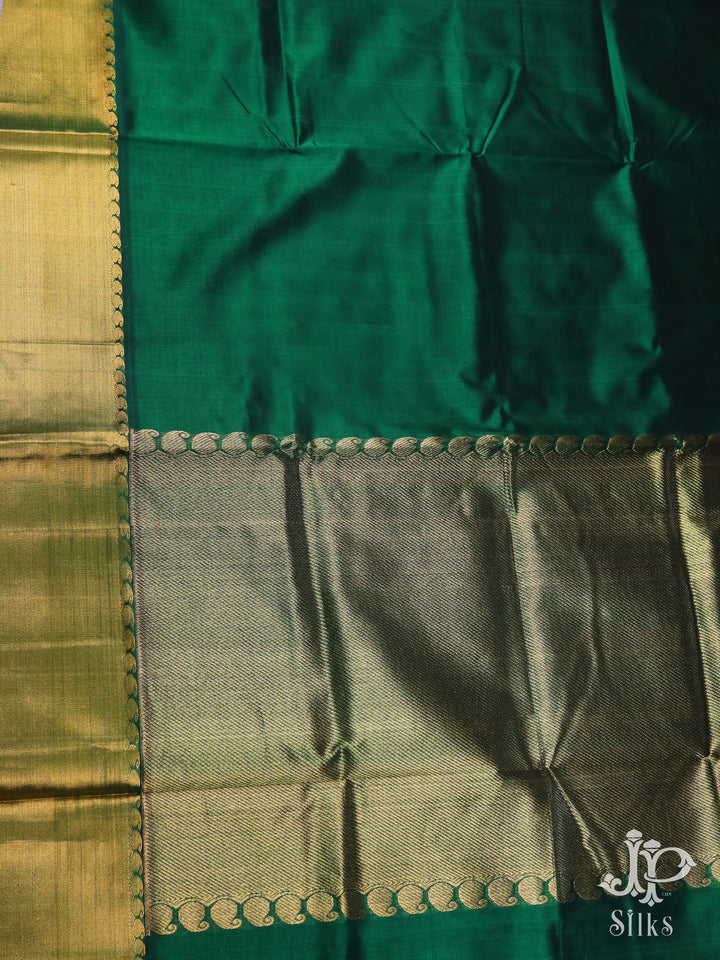 Bottle Green Silk Cotton Saree - E1601 -3