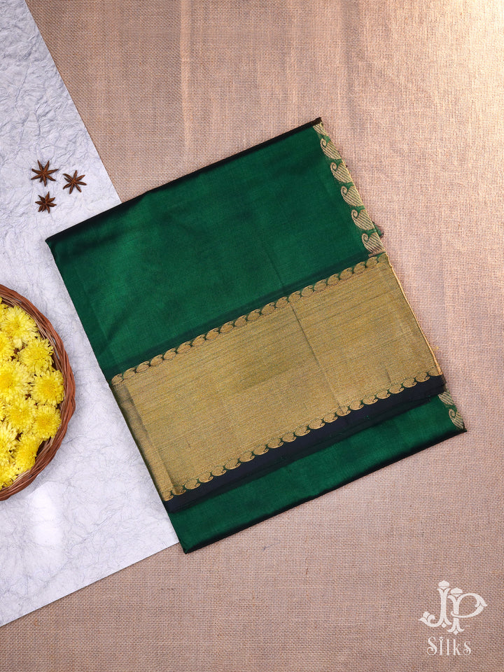 Bottle Green Silk Cotton Saree - E1601