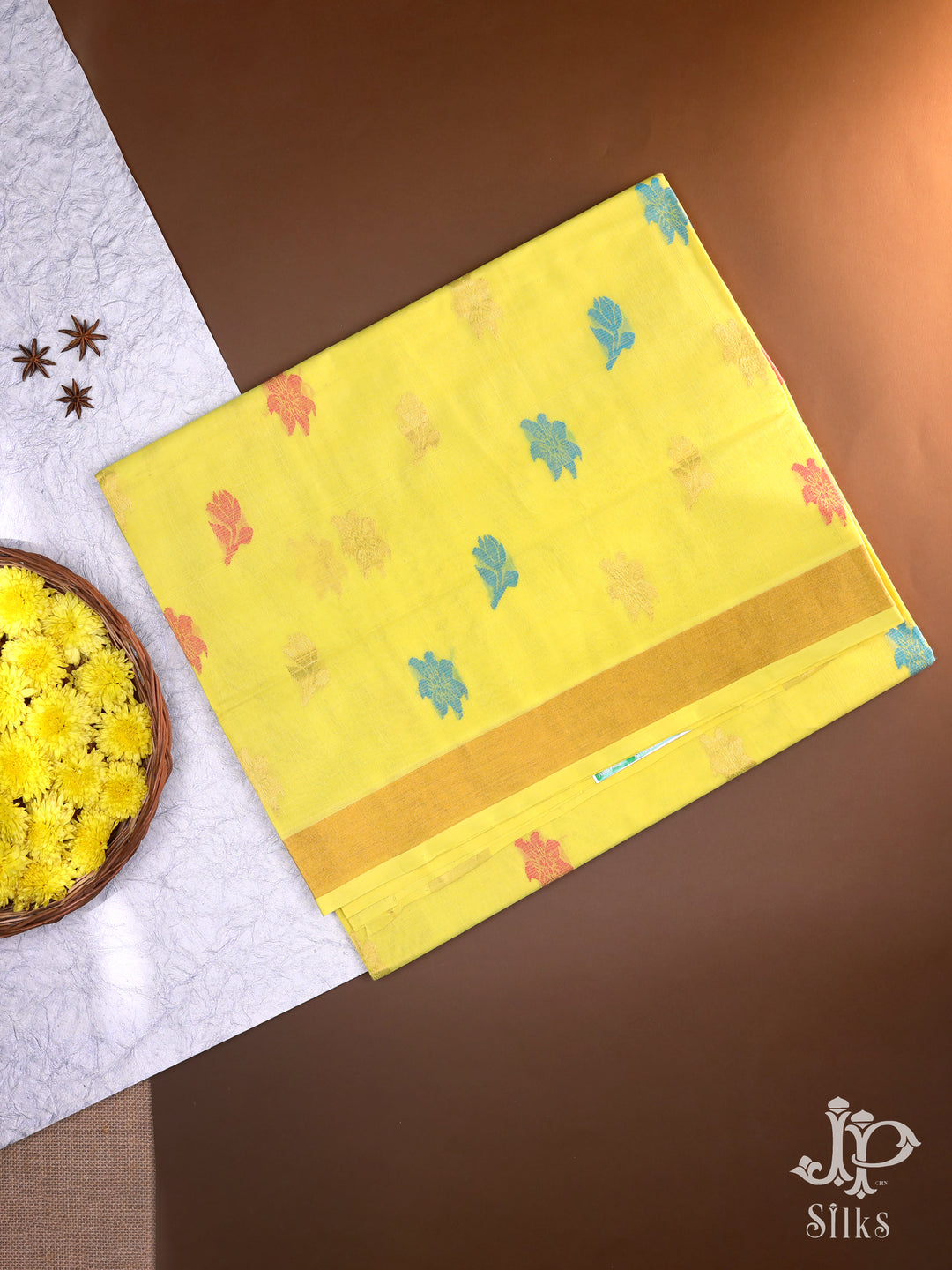 Yellow Venkatagiri Cotton Saree - D9838