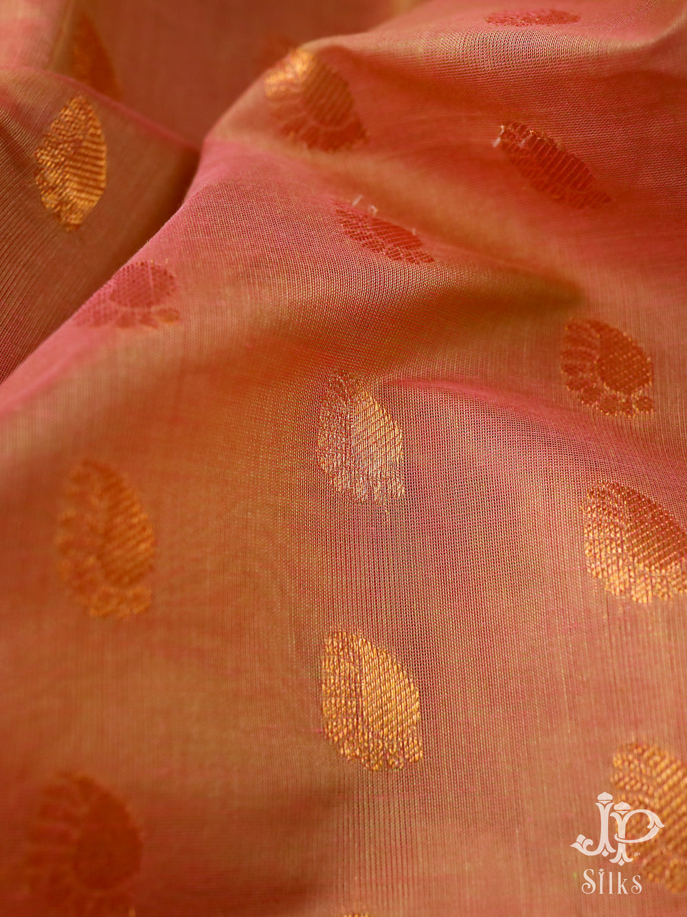 Peachy Pink Venkatagiri Cotton Saree - D9953 -1