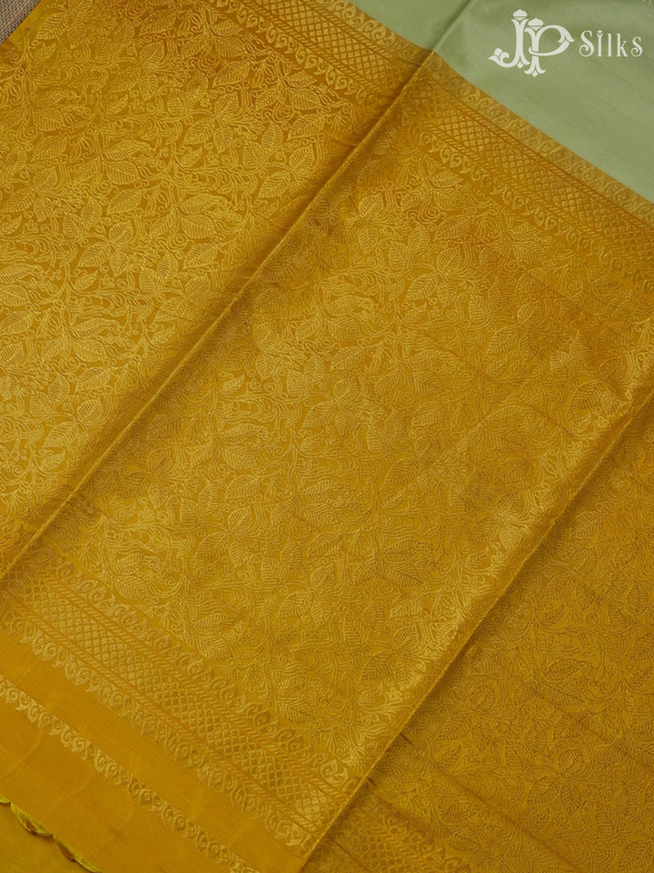 Pista Green with Mustard Yellow Soft Silk Saree - F2353 - View 5