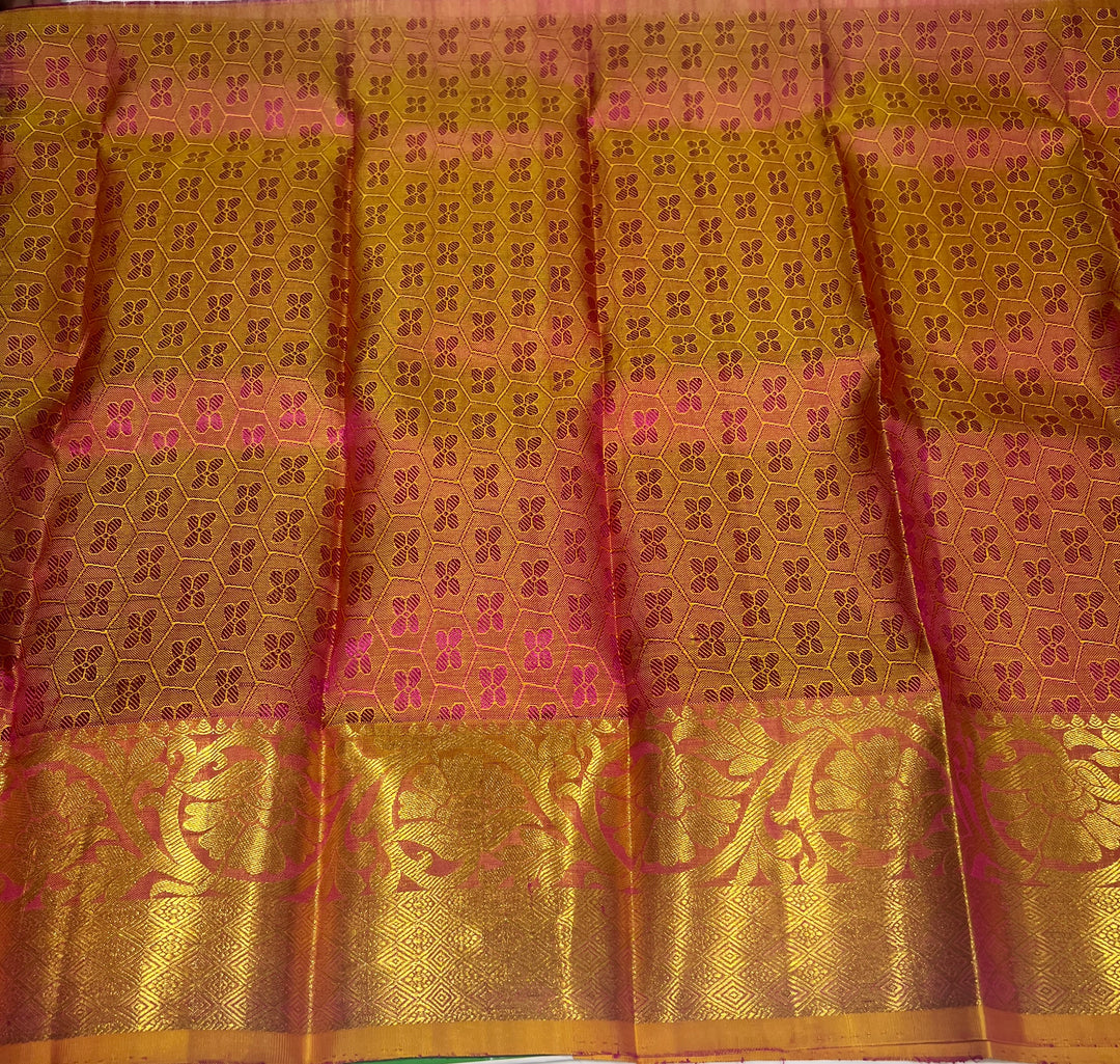 Violet with Mustard Pattu Pavadai - D5931 | 1 yr - 2 yr