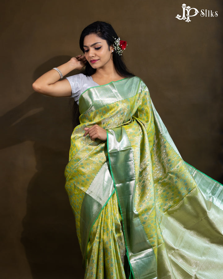 Light Green And Silver Kanchipuram Silk Saree - E3344