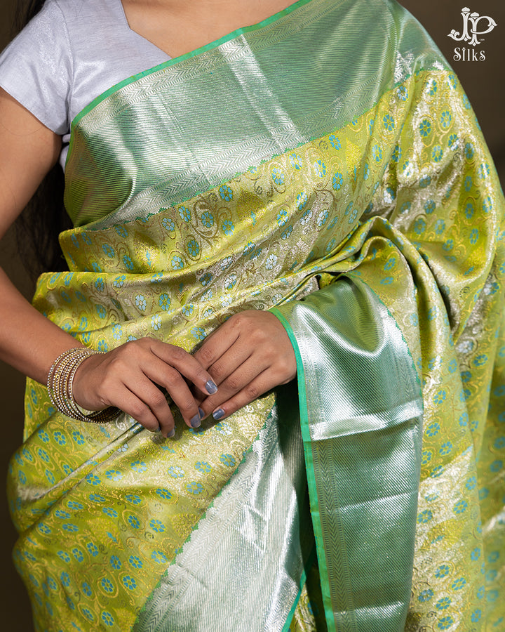 Light Green And Silver Kanchipuram Silk Saree - E3344