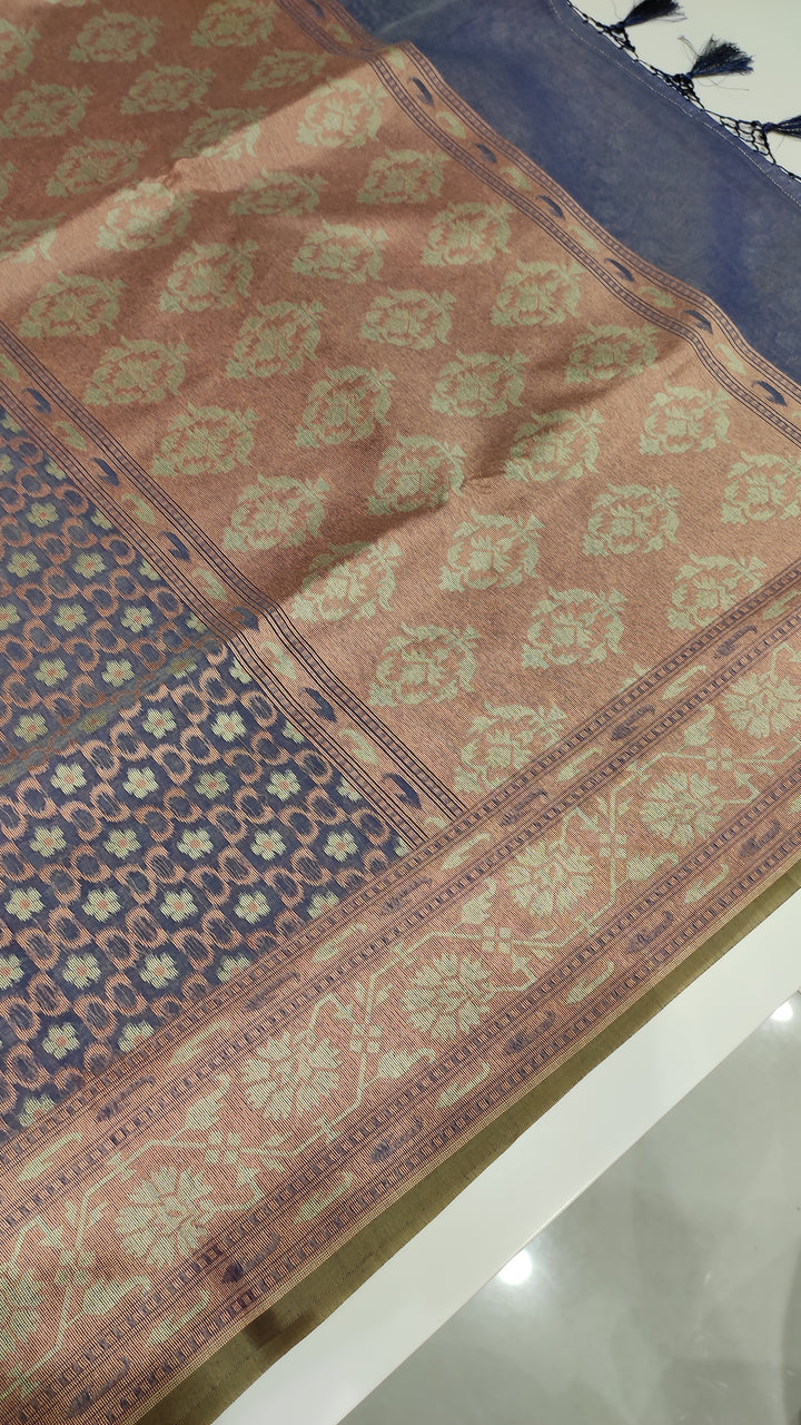 Lavender Thread weaving Semi Banarasi Saree - E941