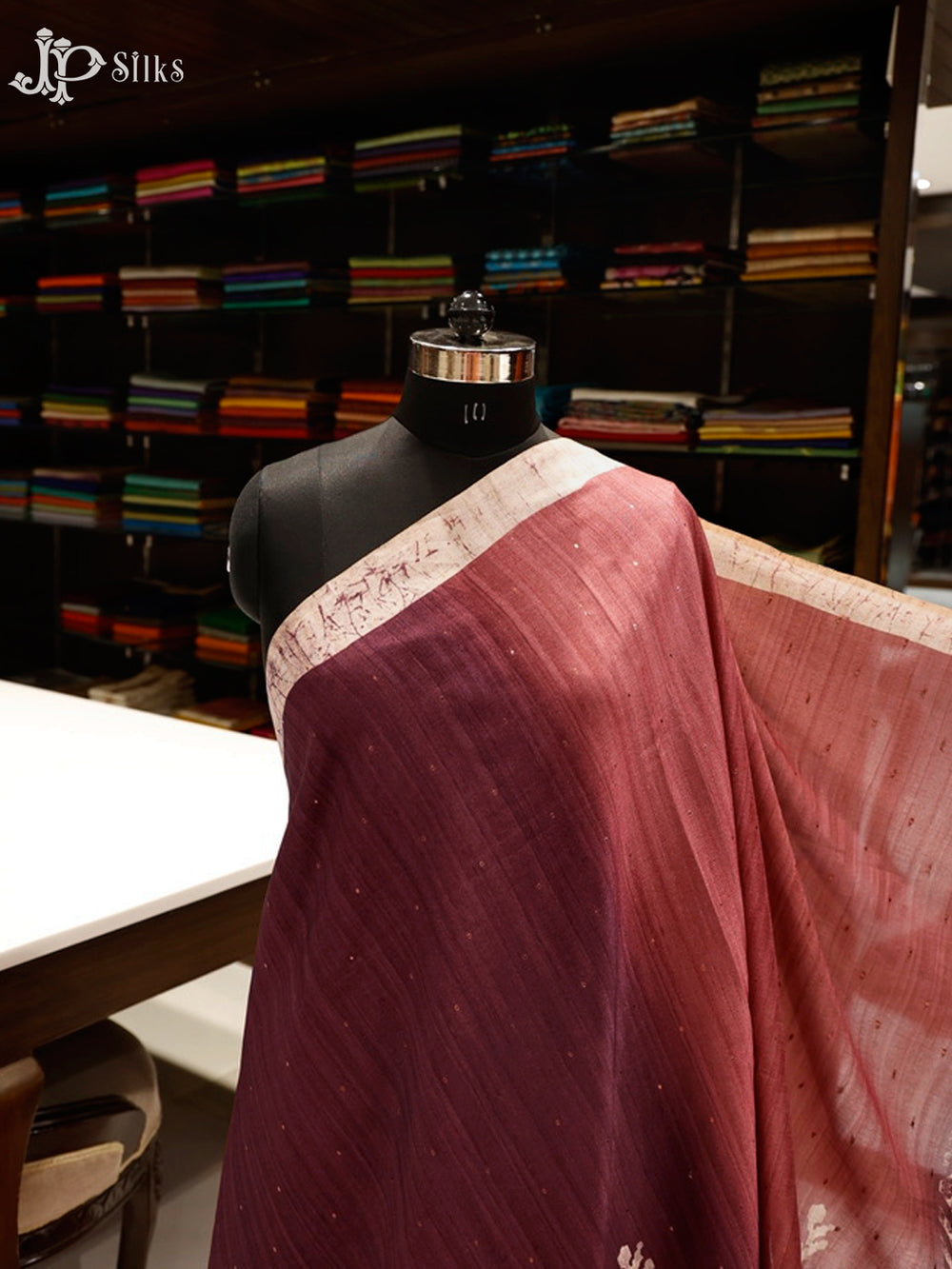 Light & Red Brown Semi Tussar Saree - E5926-view1