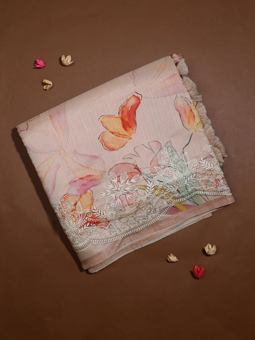 Peach Semi Tussar Saree - E5575-view1