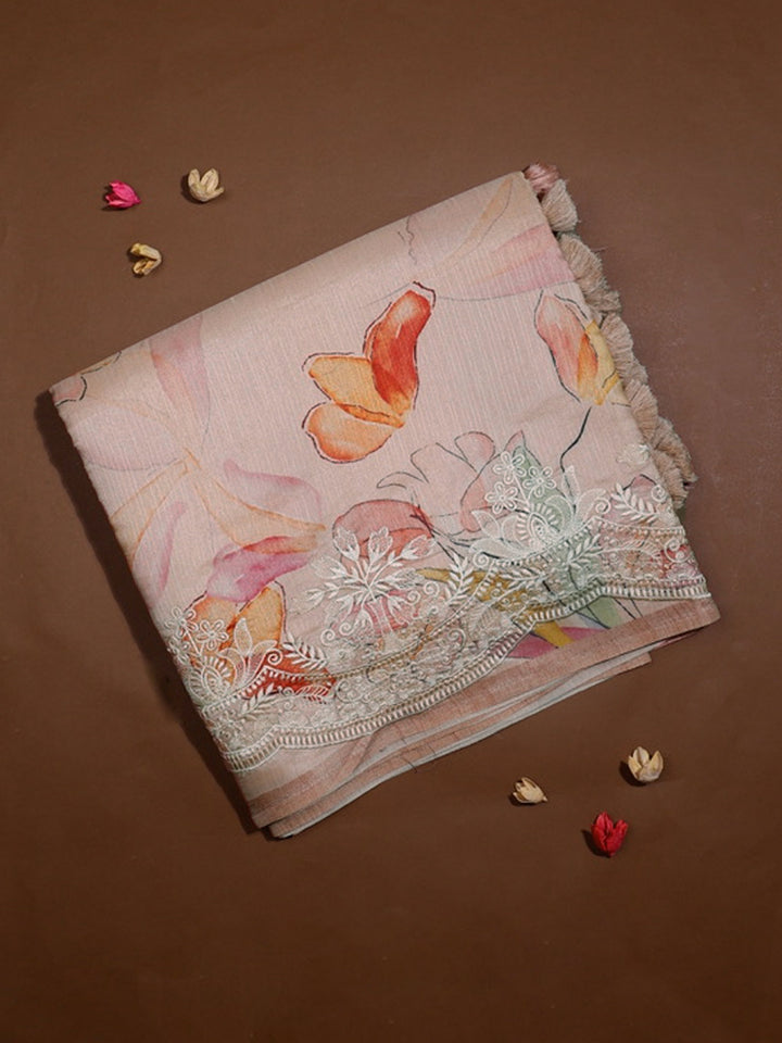 Peach Semi Tussar Saree - E5575-view1