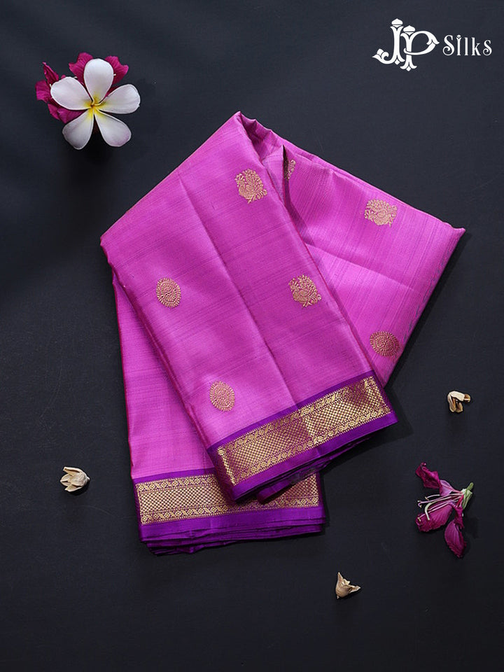 Light Magenta & Purple Kanchipuram Silk Saree - G864