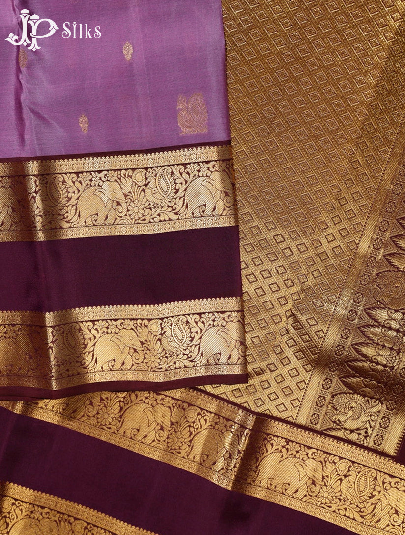 Dark Lavender & Brown Pure Silk Mix Saree - G330-view3