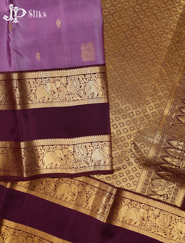 Dark Lavender & Brown Pure Silk Mix Saree - G330-view3