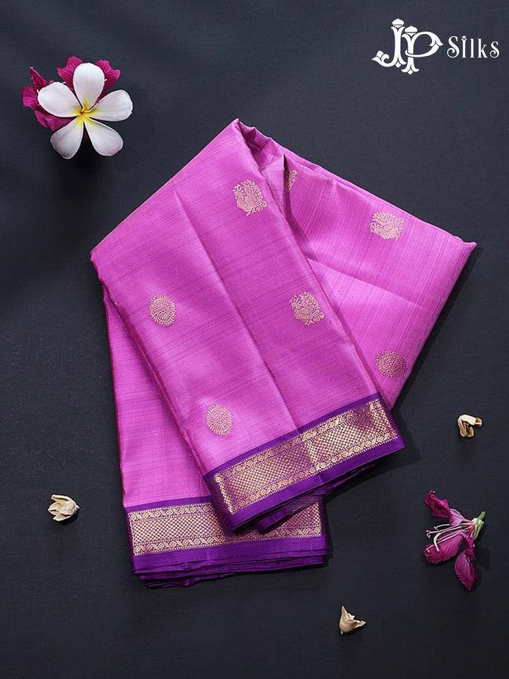 Light Magenta & Purple Kanchipuram Silk Saree - G864