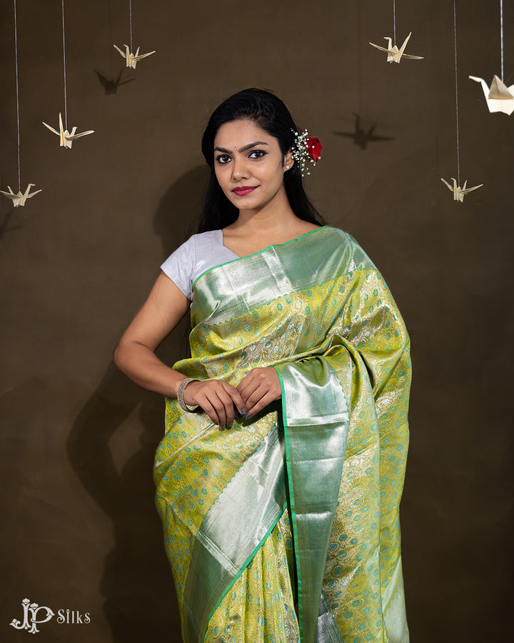 Light Green And Silver Kanchipuram Silk Saree - E3344