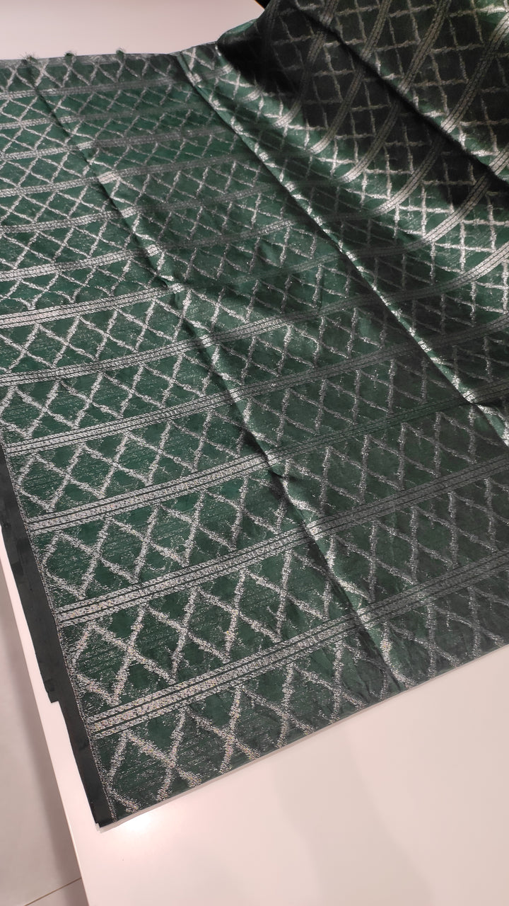 Bottle Green Semi Matka Saree - F3051