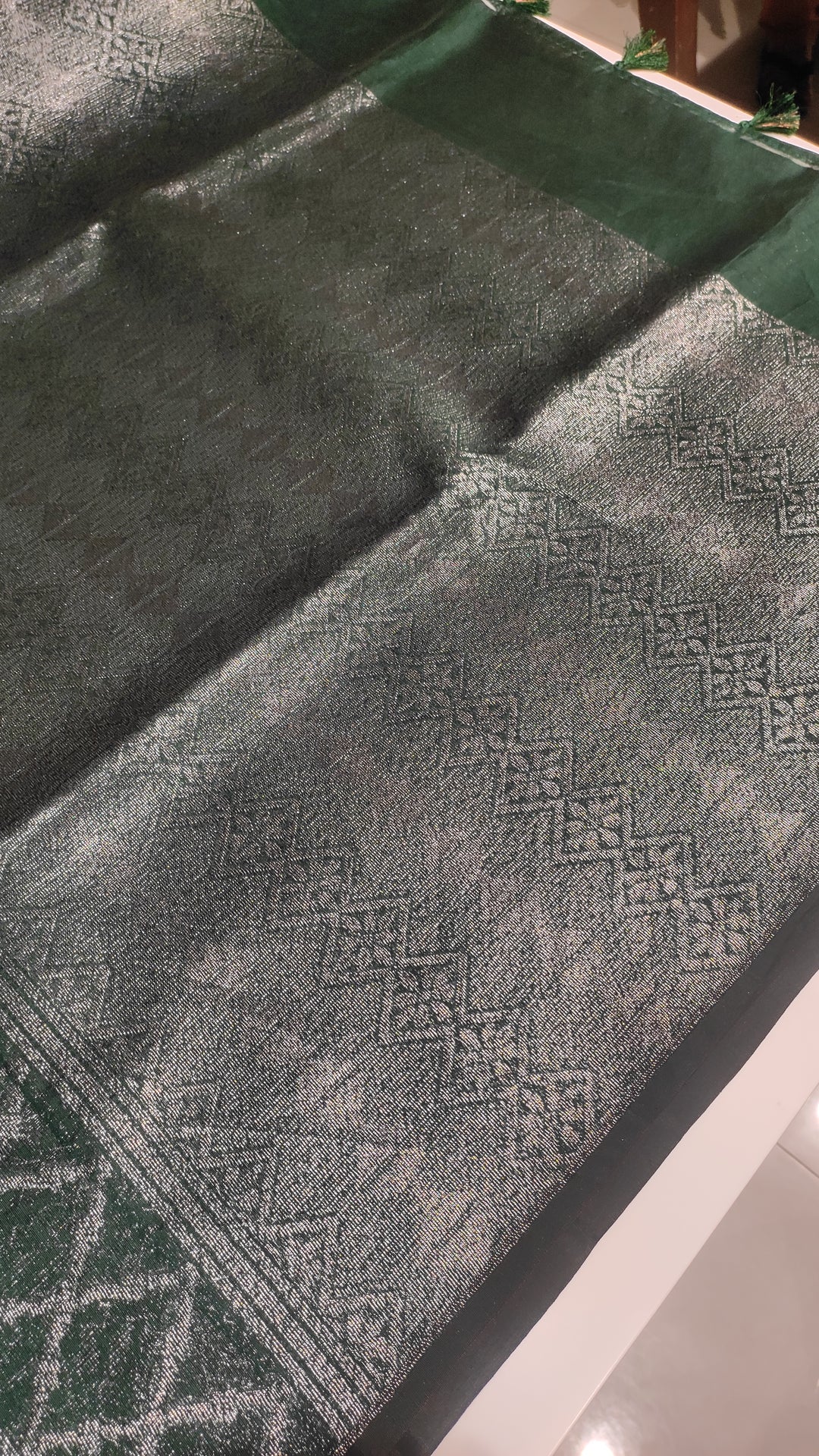 Bottle Green Semi Matka Saree - F3051