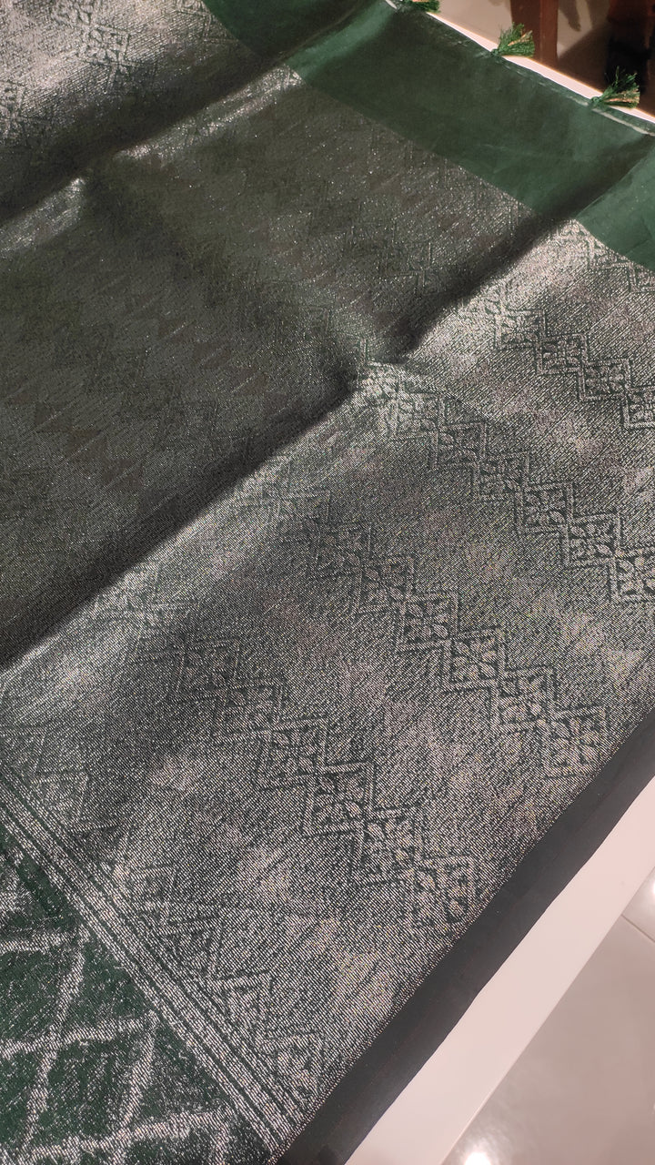 Bottle Green Semi Matka Saree - F3051