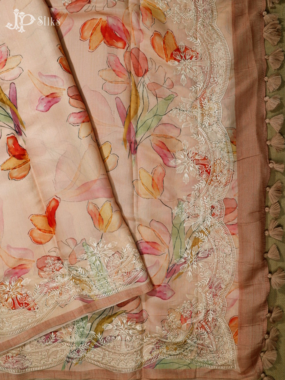 Peach Semi Tussar Saree - E5575-view2