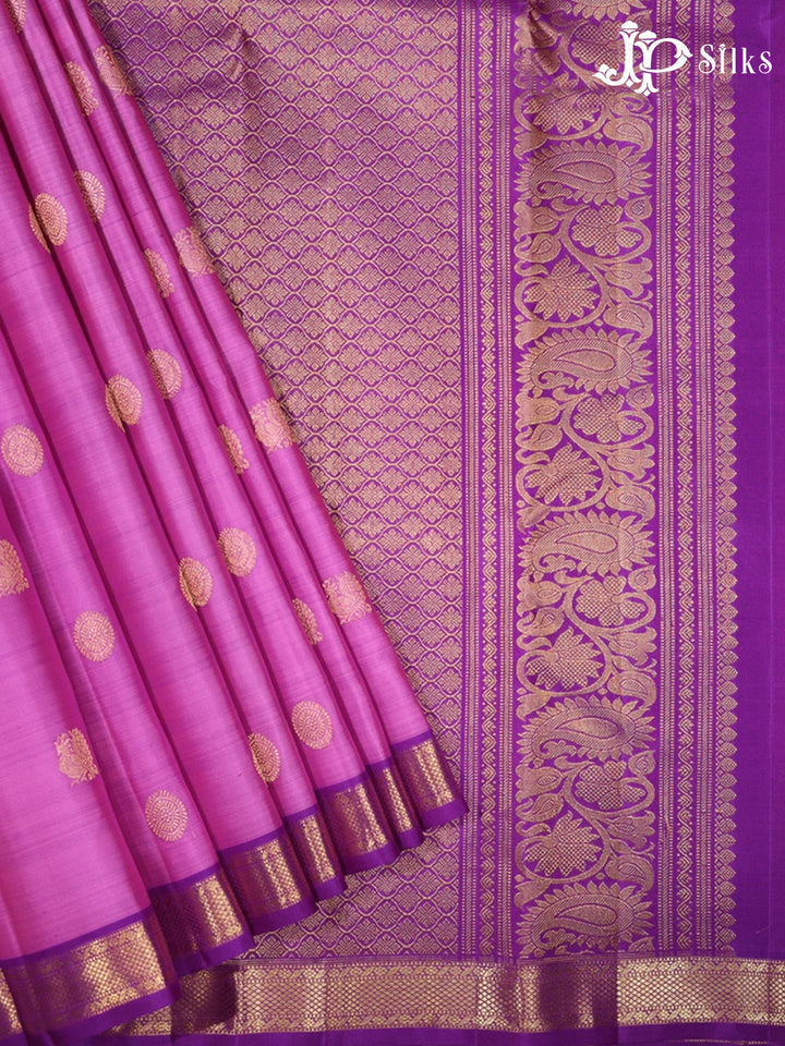 Light Magenta & Purple Kanchipuram Silk Saree - G864