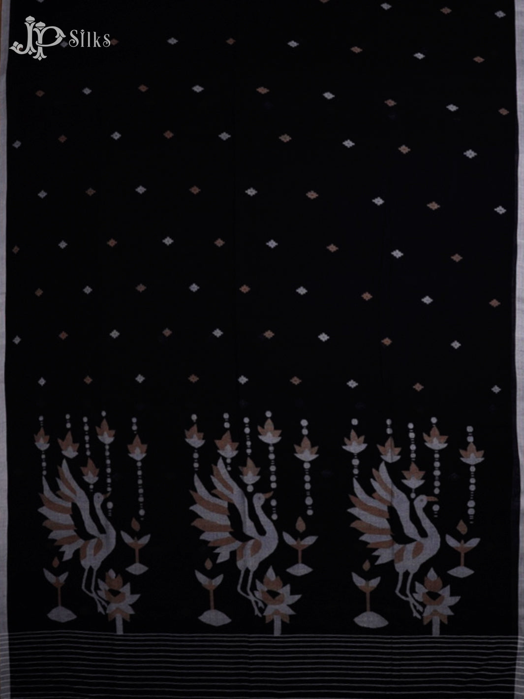 Black Khadi Cotton Saree - G16-view4