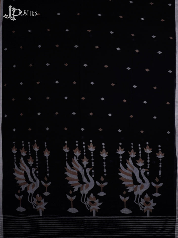 Black Khadi Cotton Saree - G16-view4