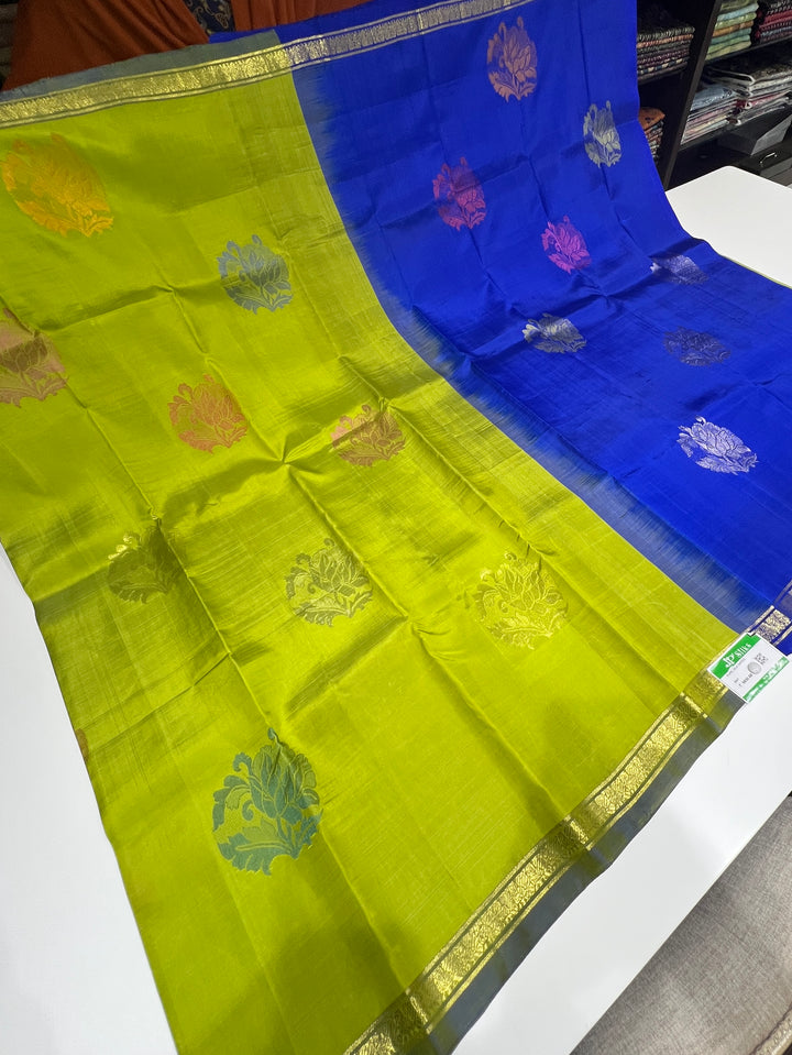 Green And Blue Kanchipuram Silk Saree - D47