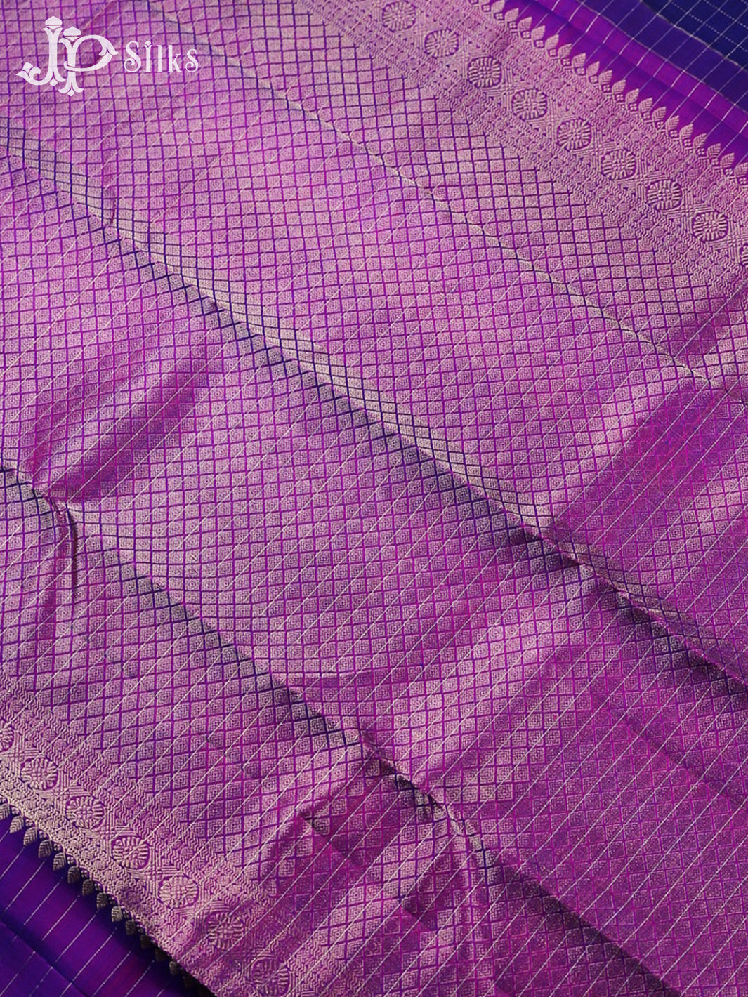 Ink Blue and Magenta Kanchipuram Silk Saree - F2335 - View 5