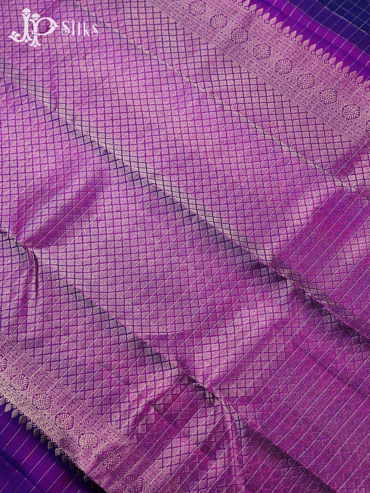 Ink Blue and Magenta Kanchipuram Silk Saree - F2335 - View 5